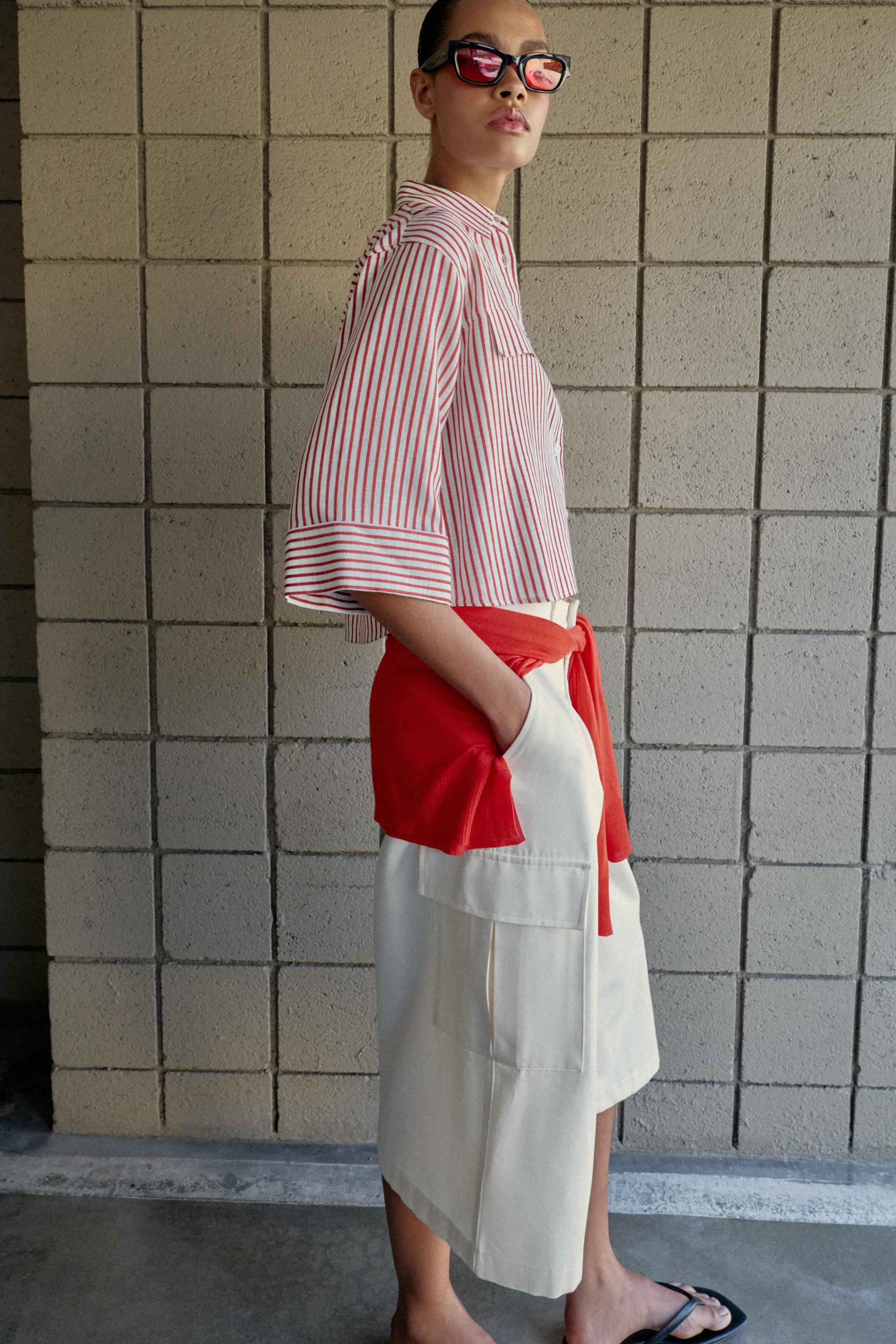 CHEMISE À RAYURES AVEC LIN
