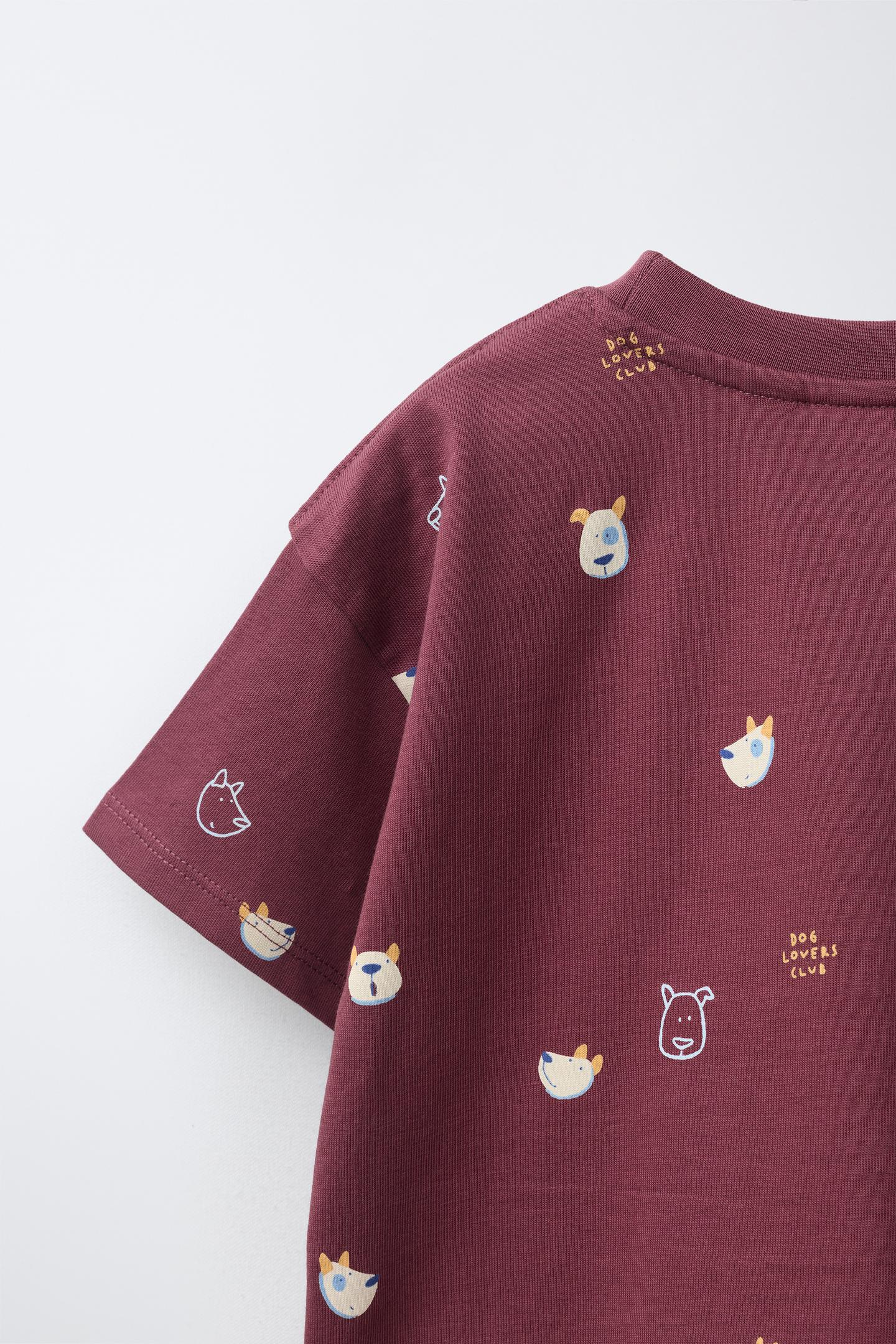 Детская футболка Zara Printed, цвет: Тёмный розовато-лиловый — фото 4