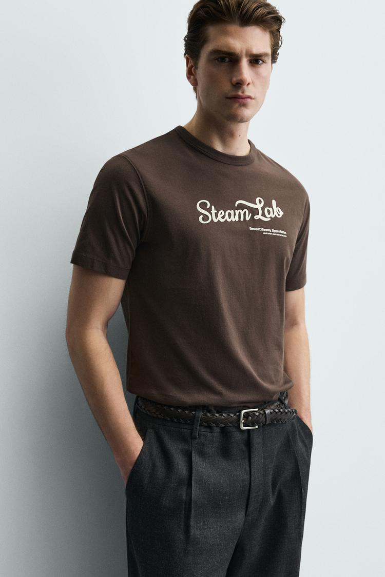ZARA EMBROIDERED SLOGAN T-SHIRT
