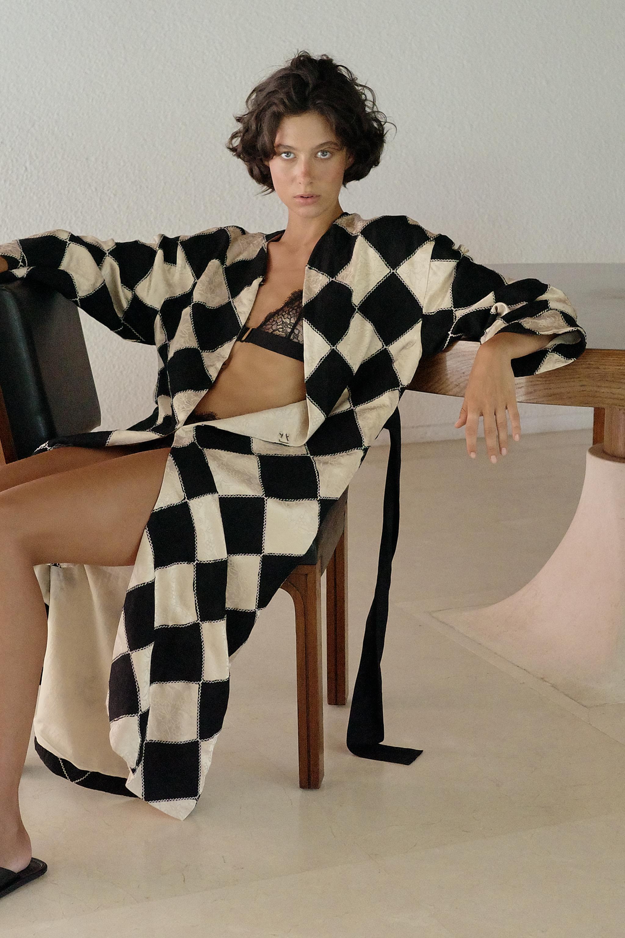 KIMONO LONG À LOSANGES BRODÉS LIMITED EDITION