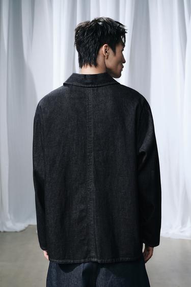 RELAXED FIT DENIM OVERSHIRT - Blue by Zara