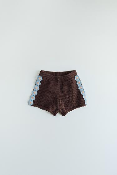 Zara DAISY KNIT SHORTS - Chocolate