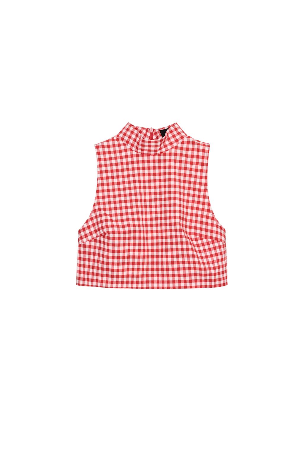 CROPPED GINGHAM TOP - image 3