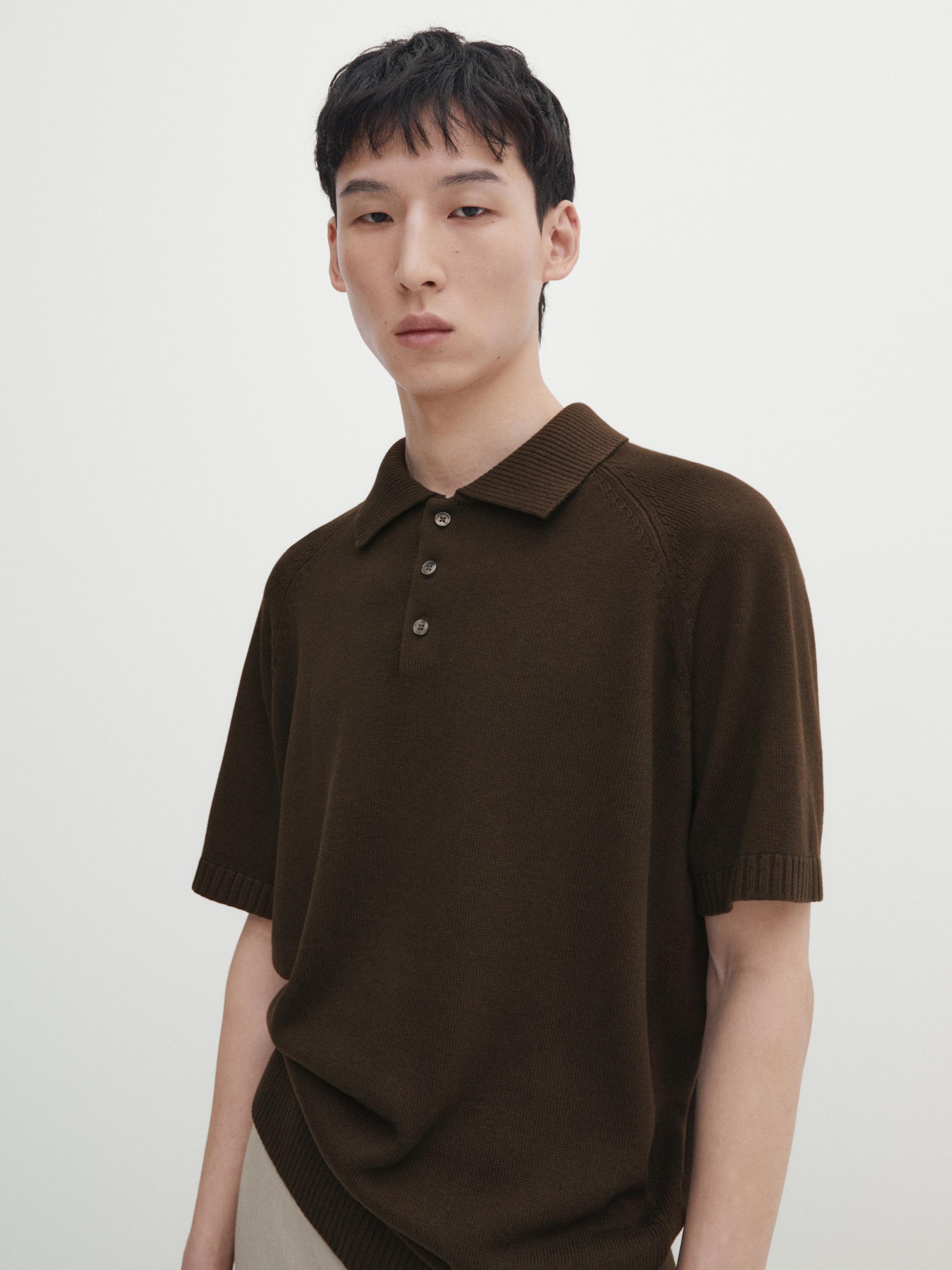 Short sleeve knit polo shirt - Grays | ZARA United States