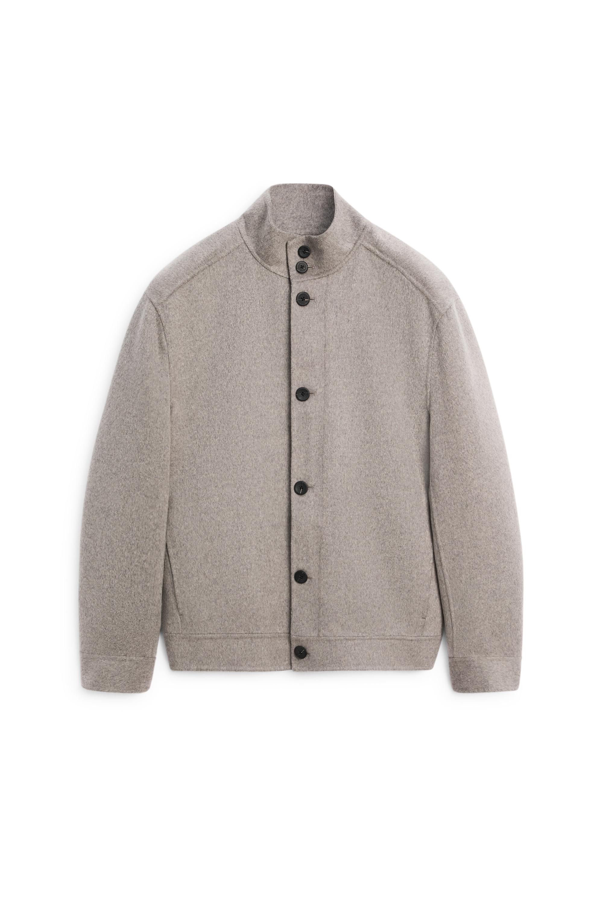 Wool blend high neck double fabric jacket - Mink | ZARA United States