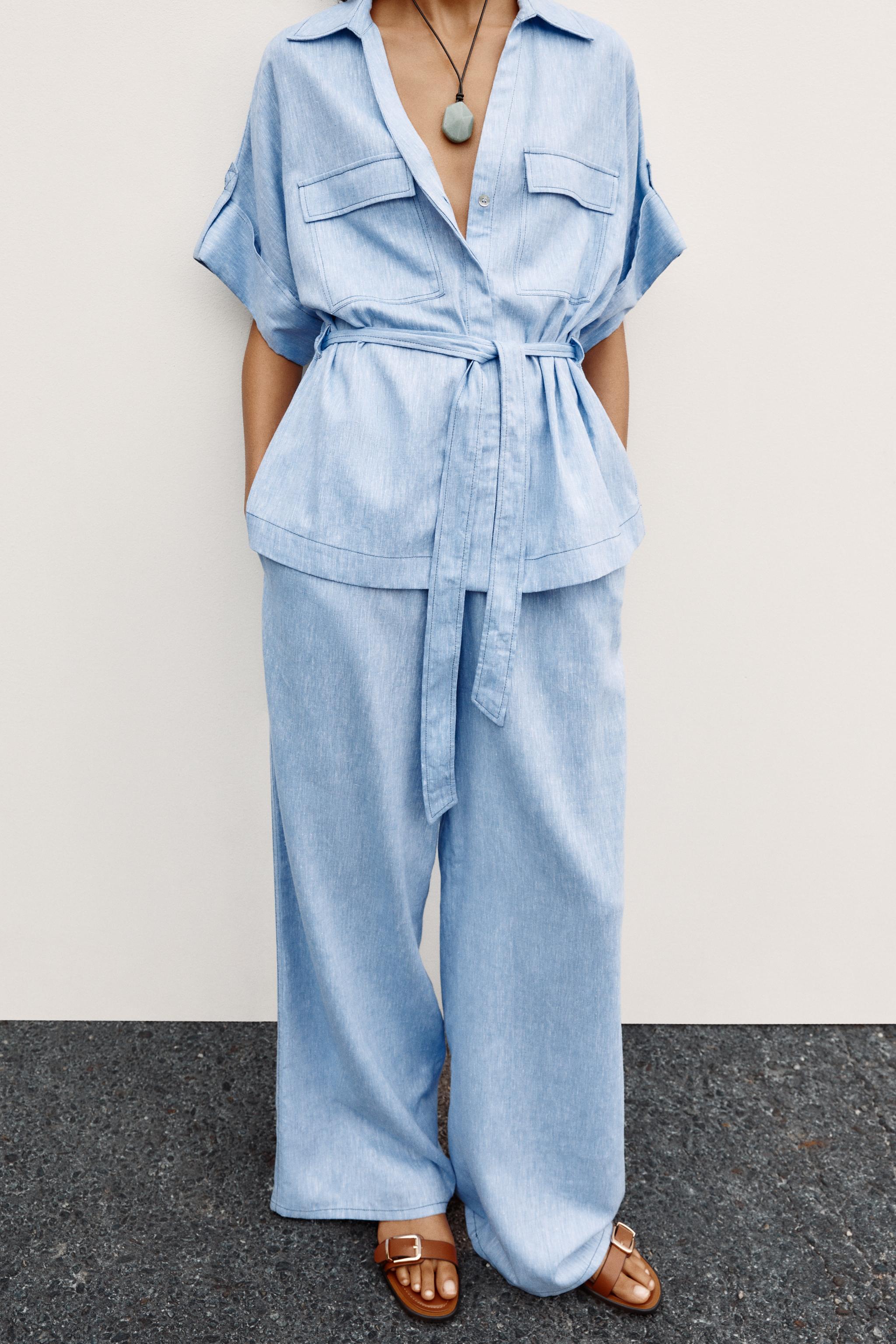 PANTALON LARGE AVEC LIN