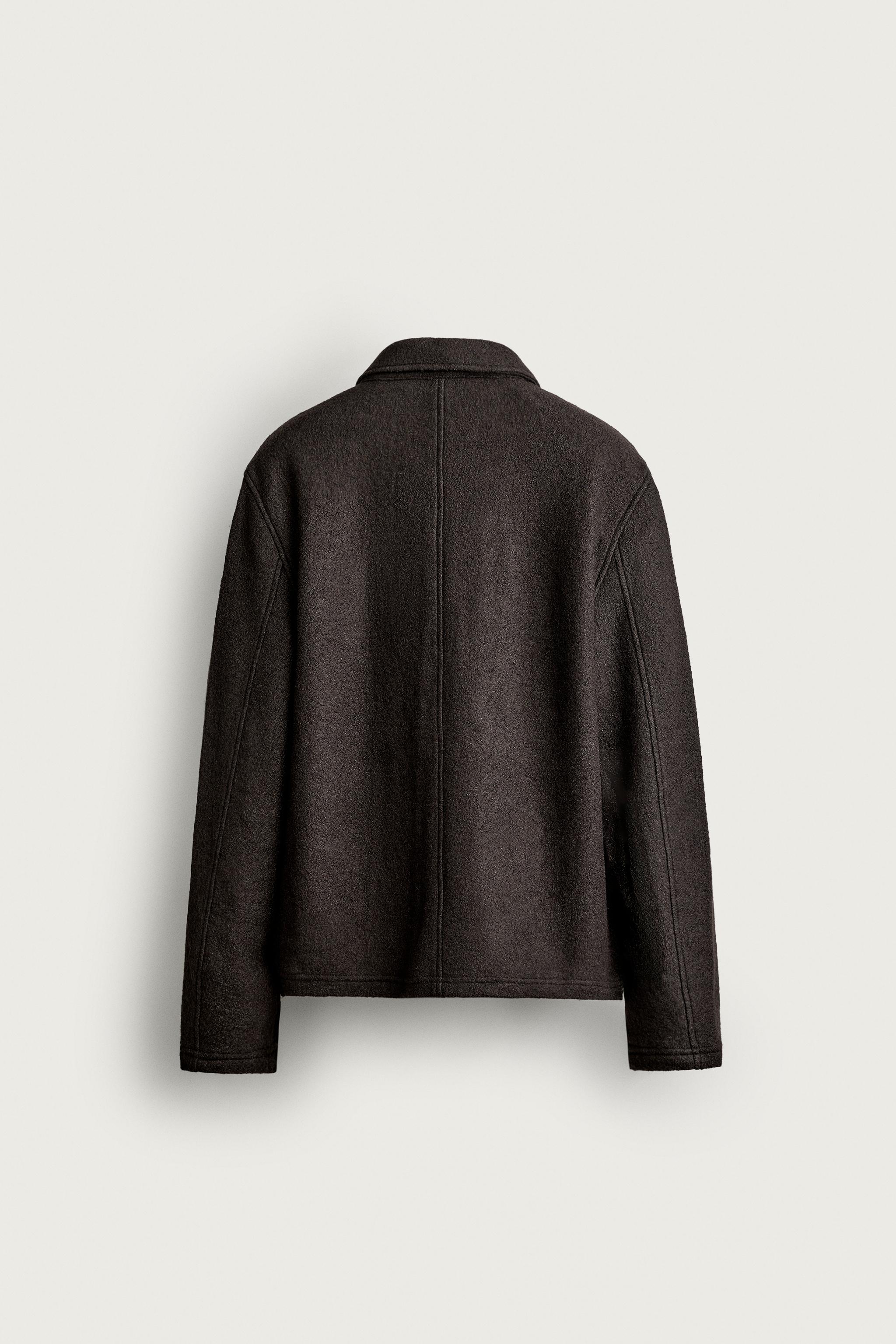 VISCOSE-WOOL BLEND TEXTURED OVERSHIRT