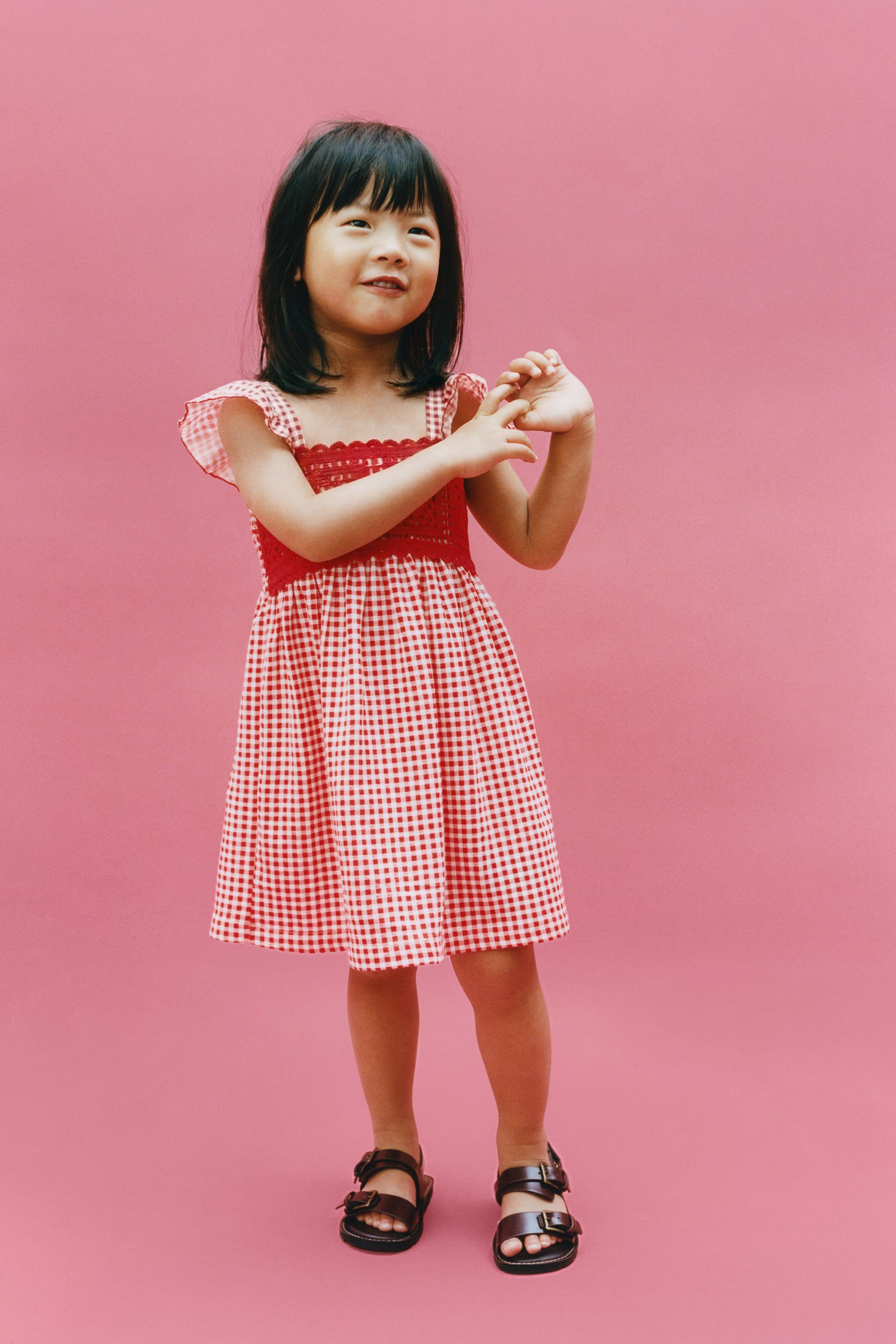 GINGHAM CROCHET DRESS