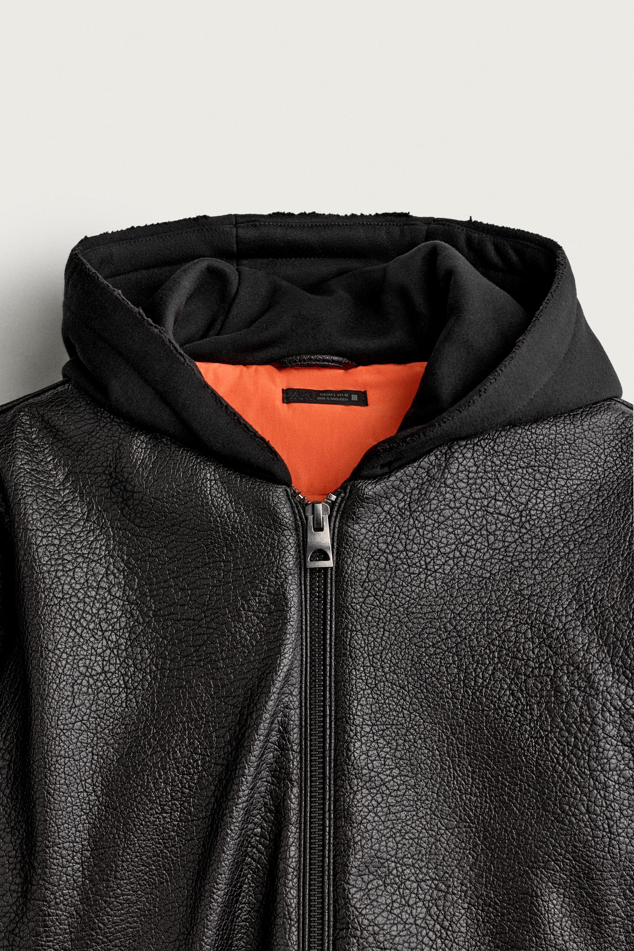 BLOUSON BOMBER MATIÈRE SYNTHÉTIQUE CAPUCHE COMBINÉE