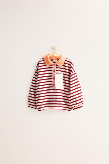 ZARA TIMELESS - STRIPED POLO COLLAR T-SHIRT - Red / White by Zara