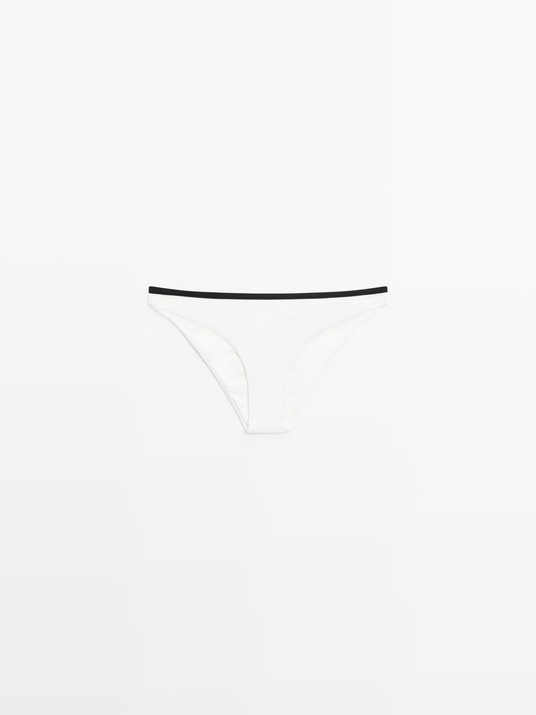 Contrast textured bikini bottoms — Oyster-white