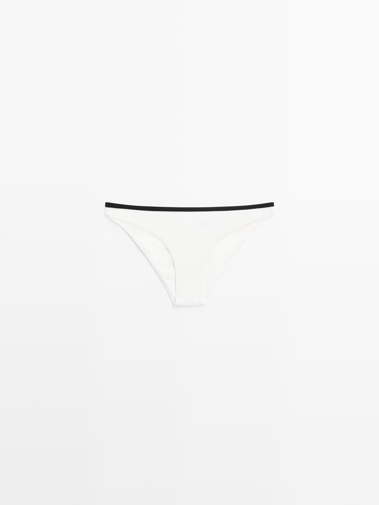Contrast textured bikini bottoms — Oyster-white