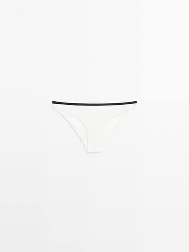 Zara Contrast textured bikini bottoms - Oyster-white
