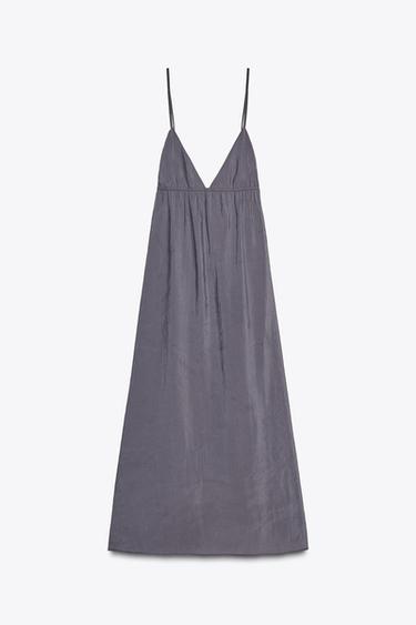 FLOWING STRAPPY MIDI DRESS - Charcoal grey by Zara - Image 4