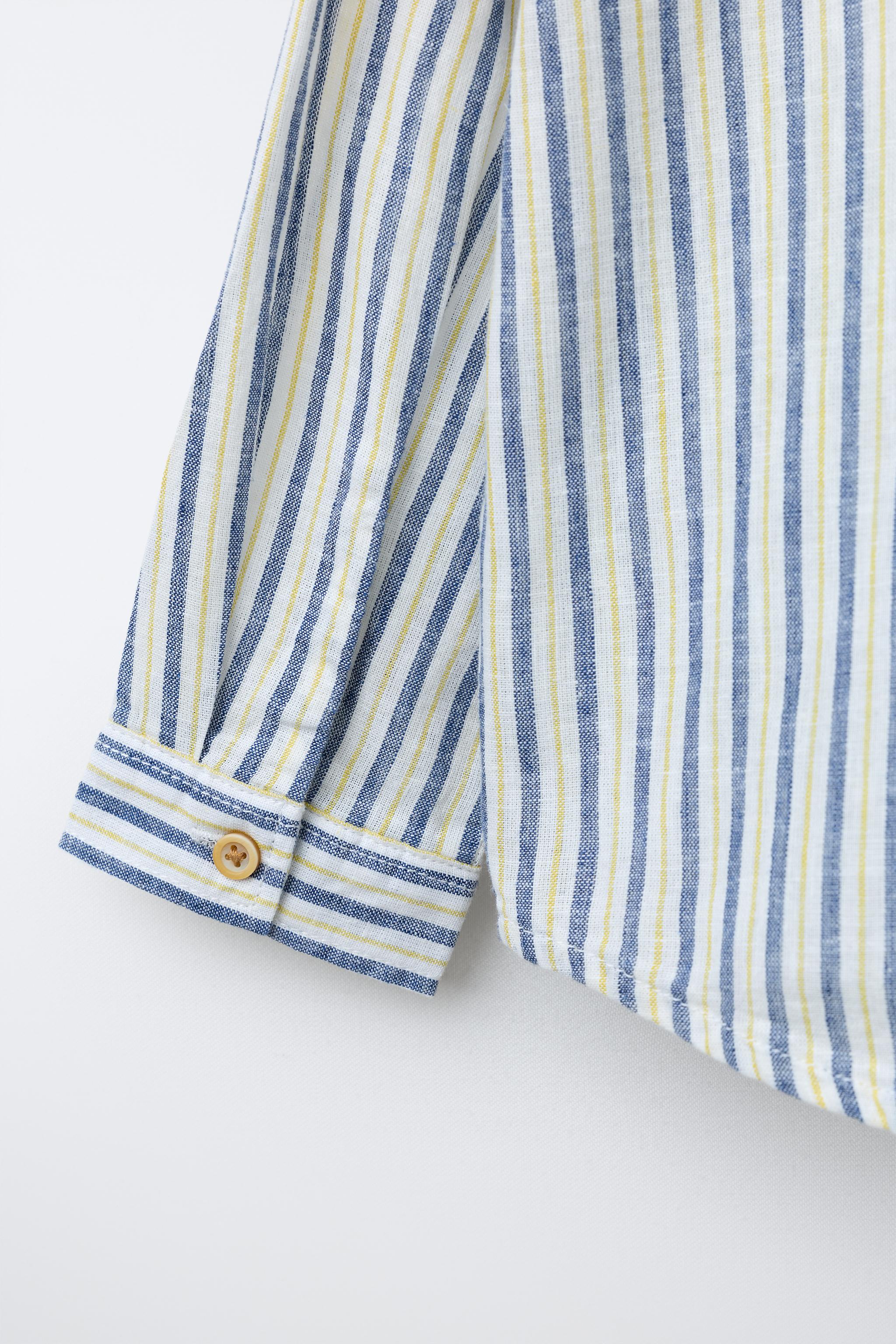 CHEMISE À RAYURES LIN ET COTON