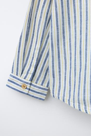 CHEMISE À RAYURES LIN ET COTON - Rayures de Zara - Image 3