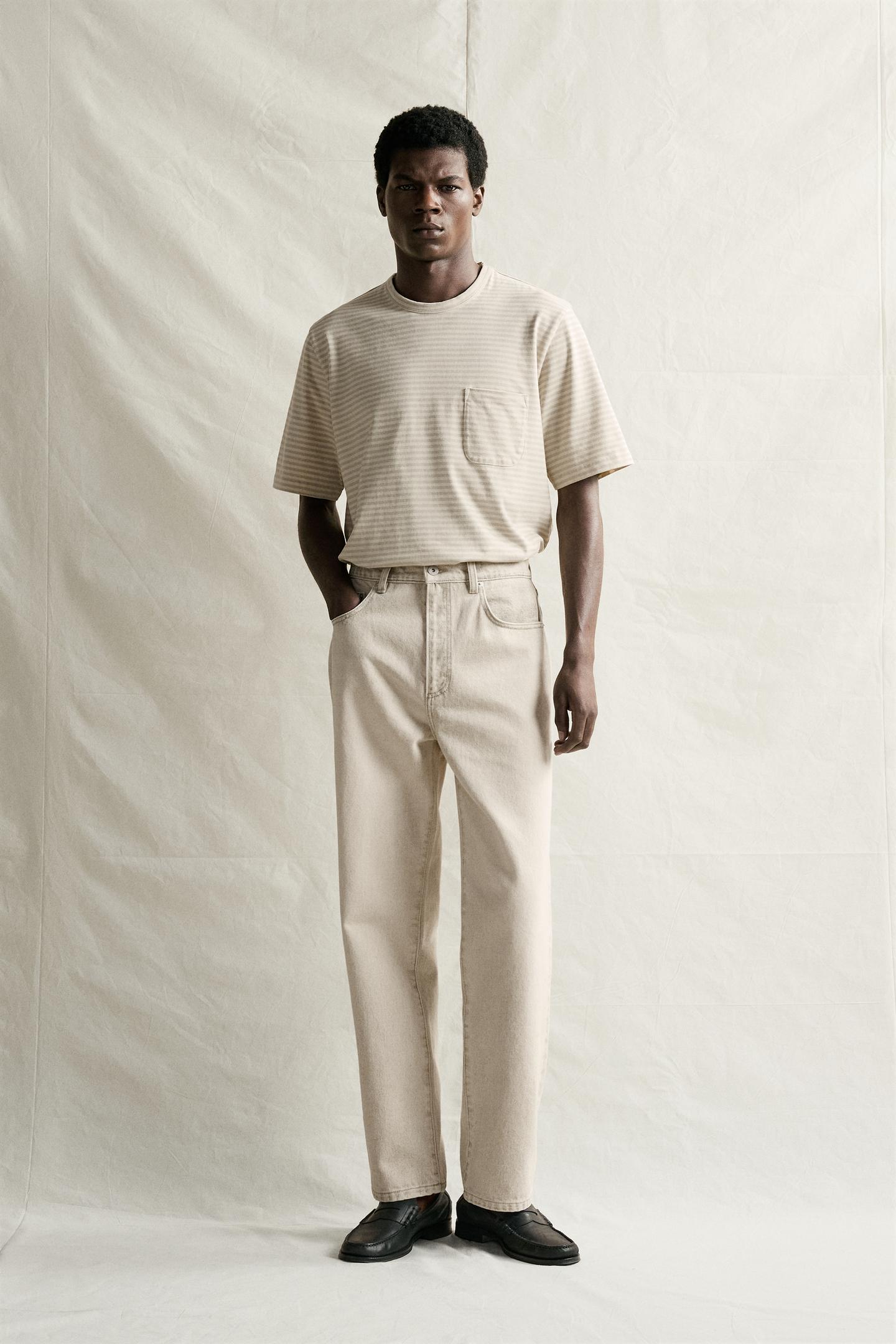 Мужские джинсы Zara Straight Ankle-Fit, цвет: Светлый серый — фото 1