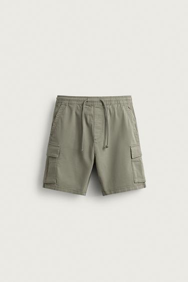 BERMUDA CARGO RELAXED FIT LAVADO - Khaki de Zara