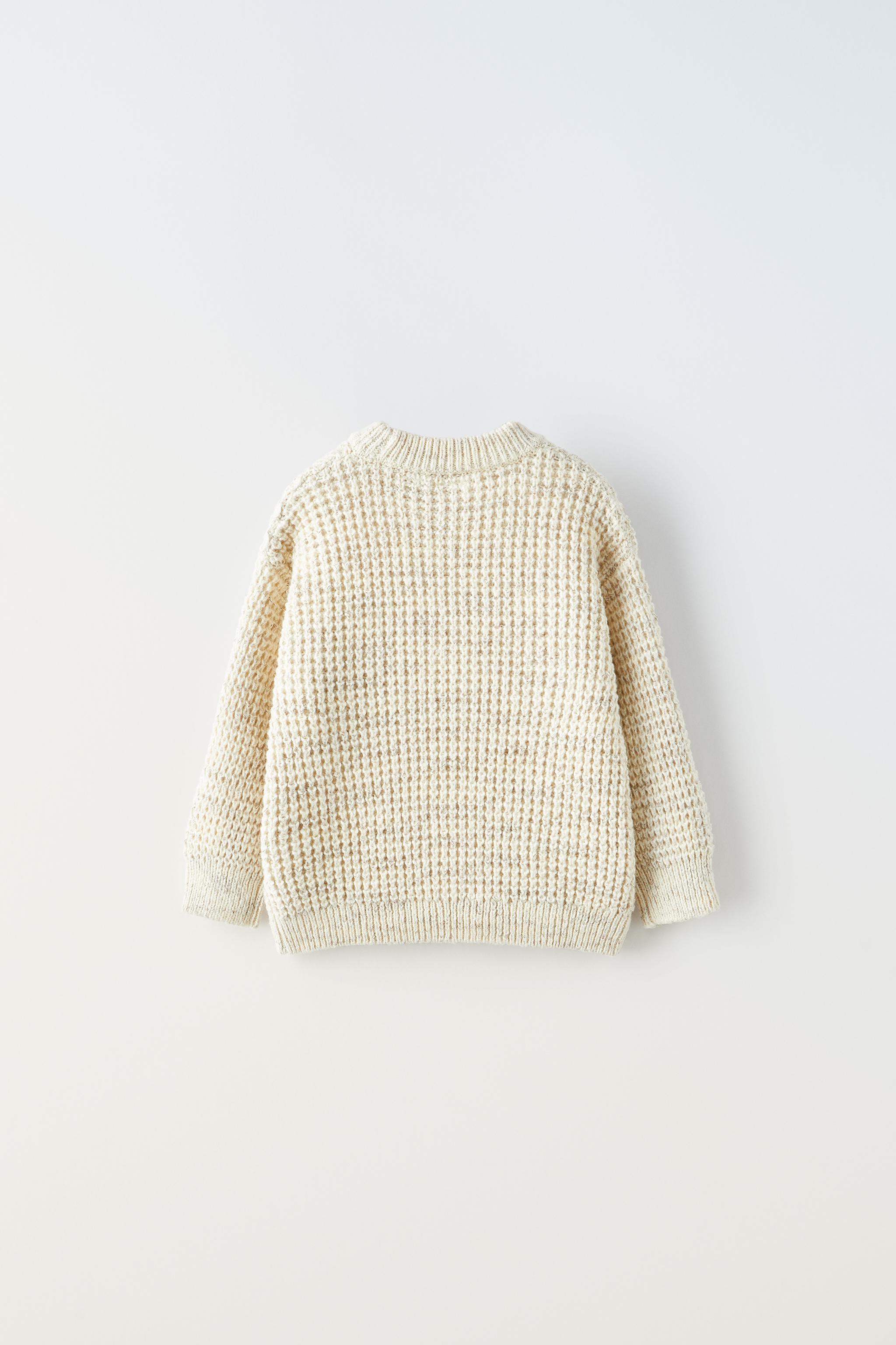 Waffle-knit Sweater - Off white - Kids