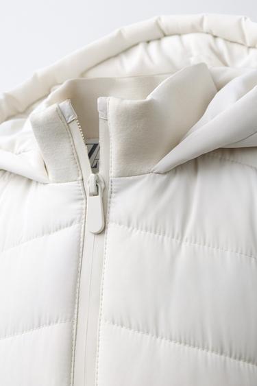 NEOPRENE-EFFECT SLEEVE PUFFER JACKET - Ecru by Zara - Image 4