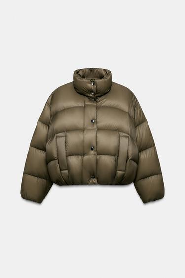 SHORT WATER-REPELLENT WINDPROOF PUFFER JACKET - Khaki by Zara - Image 0
