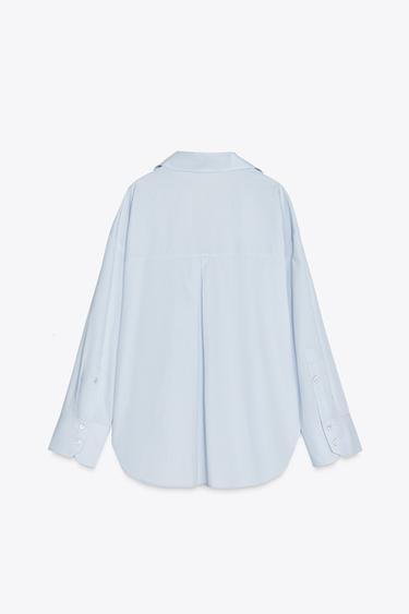 CHEMISE EN POPELINE - Bleu clair de Zara - Image 4