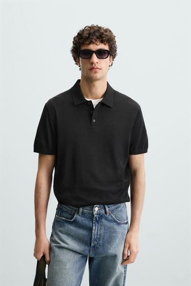 POLO PUNTO ALGODÓN - SEDA - Negro de Zara