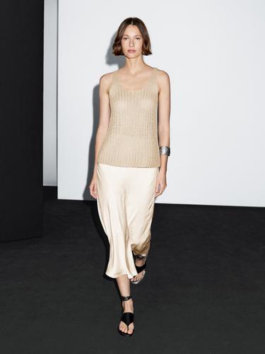 Zara Linen knit top with round neckline - Light beige - Image 0