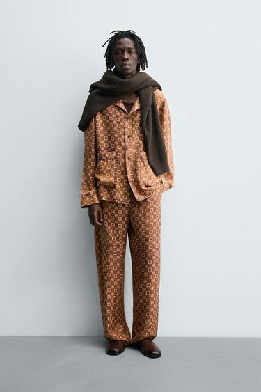 LIMITED EDITION 100% SILK PRINTED TROUSERS - Brick by Zara