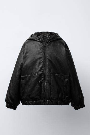 VESTE REMBOURRÉE EN CUIR SYNTHÉTIQUE - Noir de Zara - Image 0