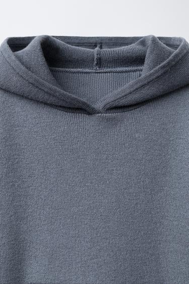 KNIT SWEATER WITH HOOD - Blue marl by Zara - Image 2