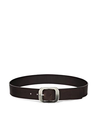 Zara Nappa leather belt with rectangular buckle - Chocolate - Image 0