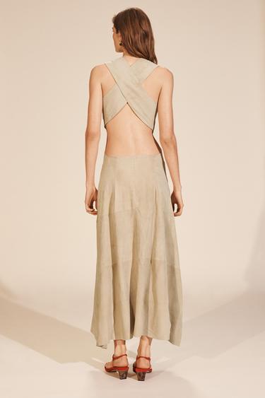 LIMITED EDITION SUEDE LEATHER CUT-OUT DRESS - Beige by Zara - Image 3