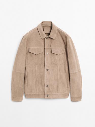 Zara Suede leather jacket with buttons - Ice
