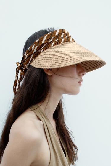 Zara ANIMAL PRINT SCARF VISOR - taupe brown - Image 0