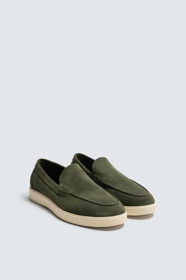 CASUAL LEATHER LOAFERS - Sea green by Zara