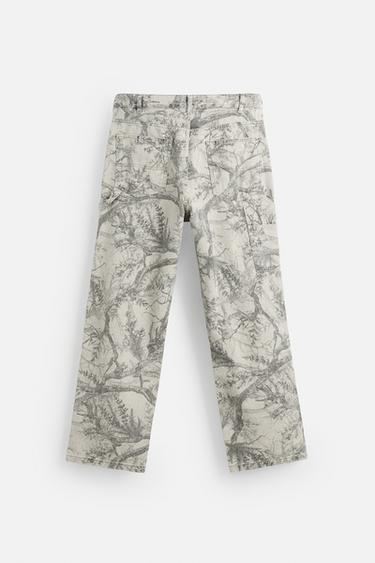 ABSTRACT PRINT CARPENTER TROUSERS - Light grey by Zara - Image 7