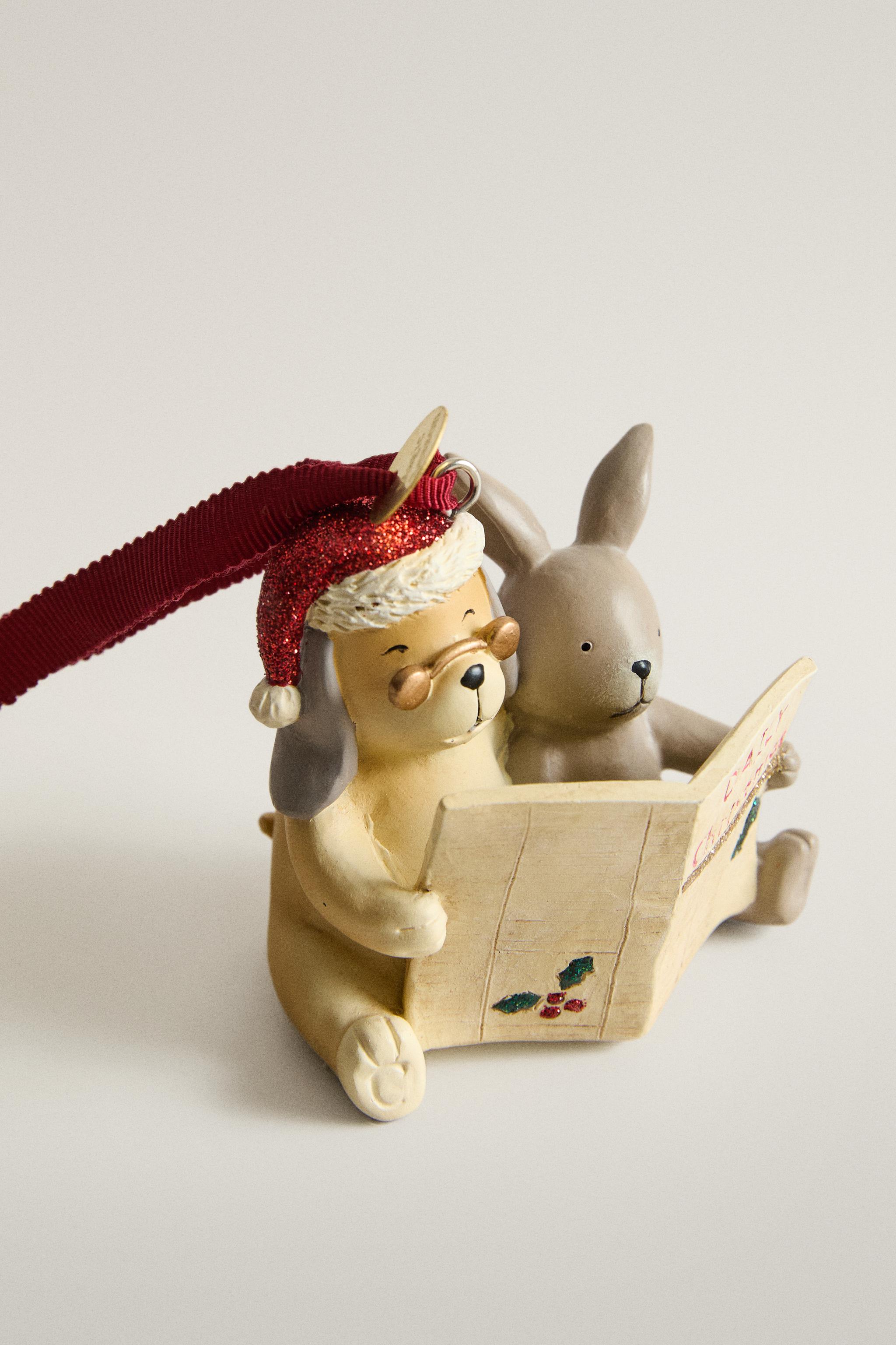 KIDS' RESIN BEAR AND RABBIT CHRISTMAS TREE DECORATION