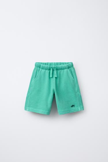 JERSEY-BERMUDASHORTS MIT EINSÄTZEN UND LOGO - Mittelgrün von Zara