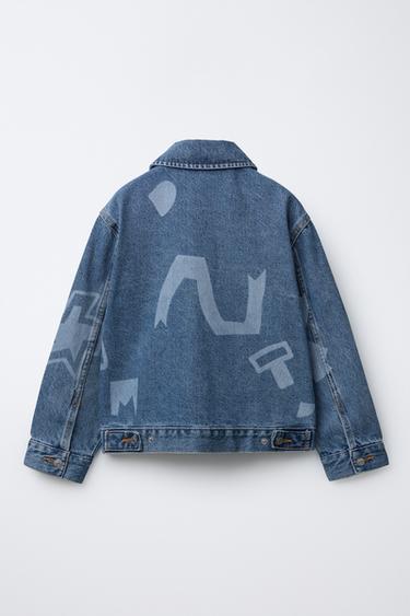 PRINTED DENIM JACKET - Blue by Zara - Image 1