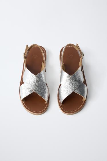 METALLIC LEATHER SANDALS - Silver by Zara - Image 3