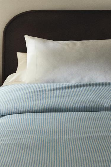 STRIPED FADED SATEEN DUVET COVER (300 THREAD COUNT) - Blue by Zara