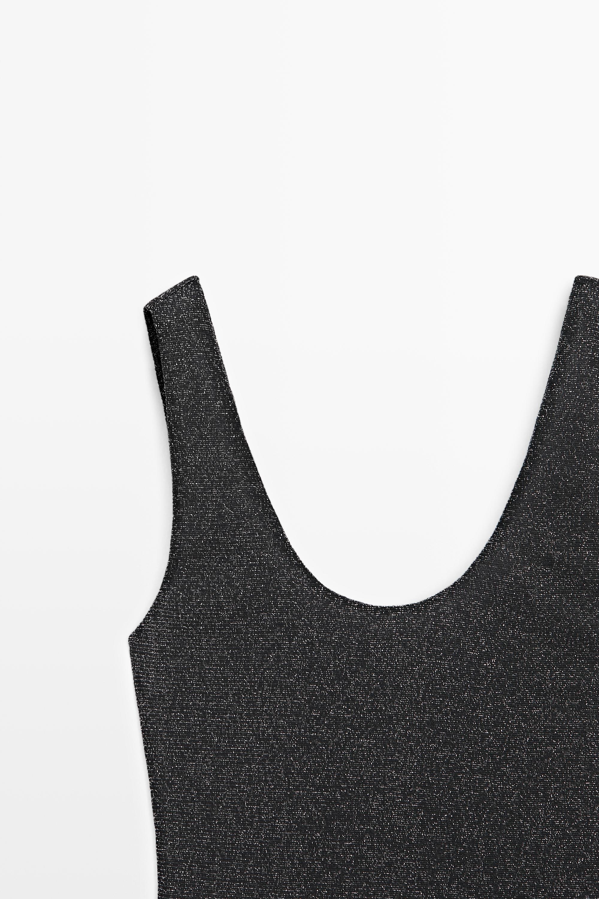 Semi-sheer metallic-effect strappy top