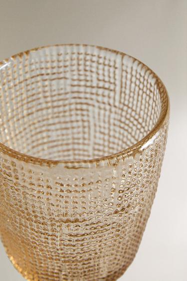 RAISED DESIGN WINE GLASS - Brown by Zara - Image 2