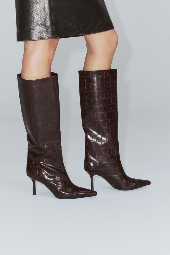 BOTTES À TALONS ET IMPRIMÉ ANIMALIER - Bordeaux de Zara - Image 1