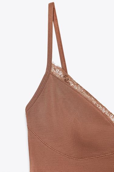 TOP LYOCELL DENTELLE - rose poudré de Zara - Image 6