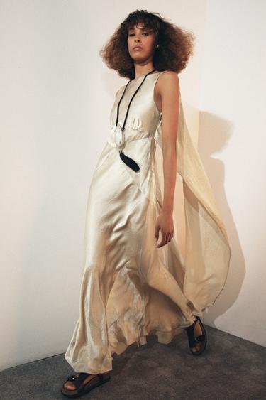 LIMITED EDITION CRINKLED-EFFECT SATIN DRESS - Beige by Zara