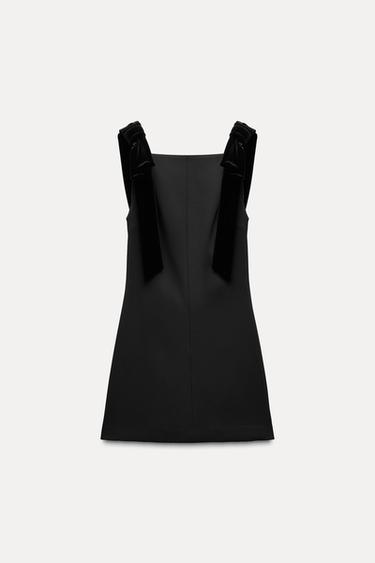 ПЛАТЬЕ С БАРХАТНЫМИ БАНТАМИ — ЧЕРНЫЙ от Zara — изображение 0