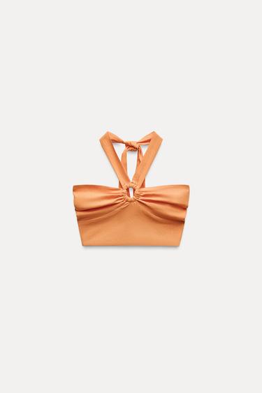 CROP HALTER TOP - Orange by Zara - Image 4