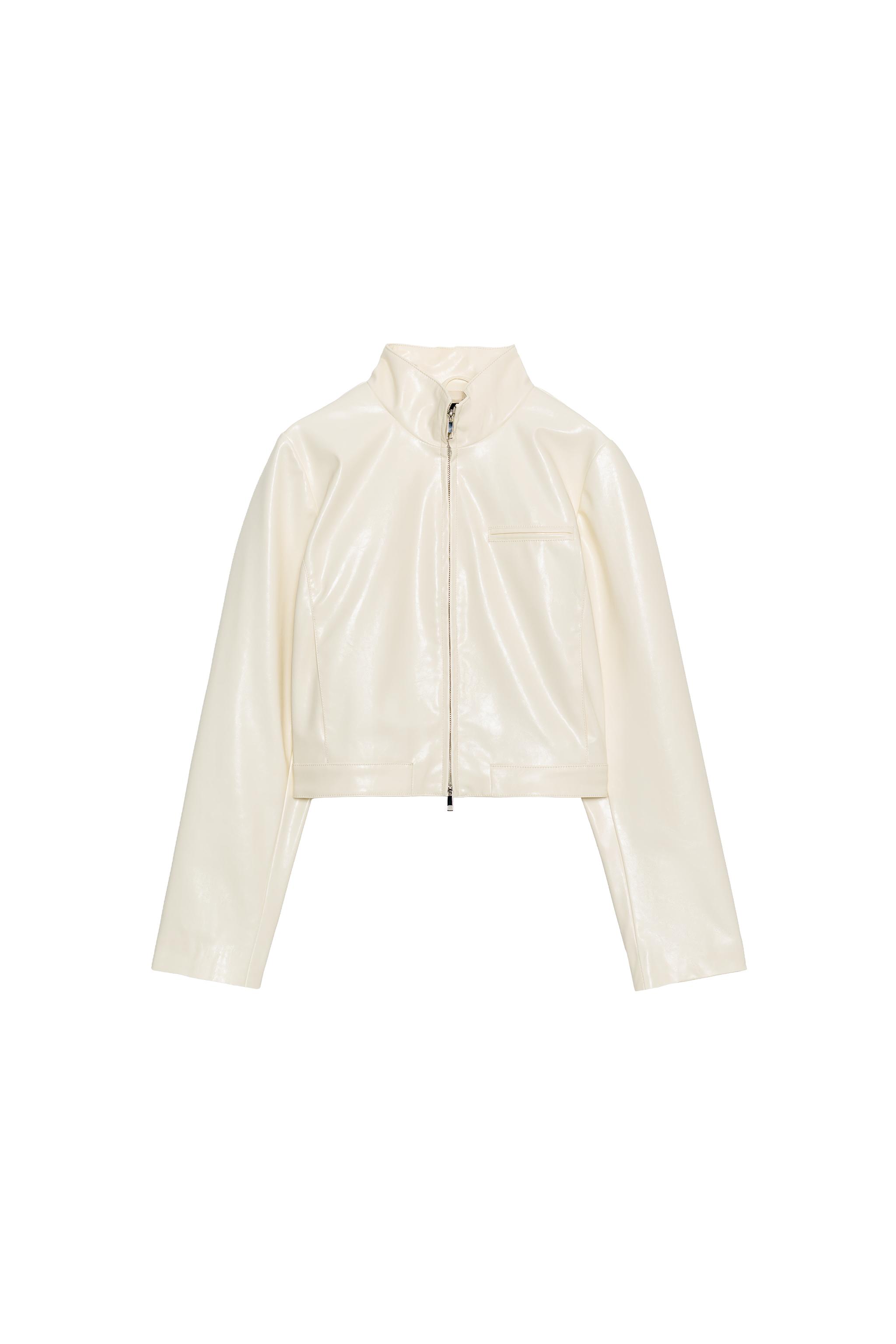 LEATHER EFFECT JACKET - Oyster-white | ZARA South Africa